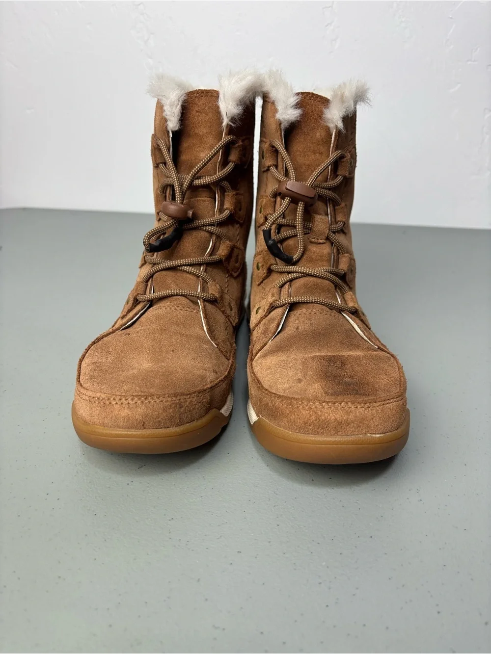 Sorel Whitney II Joan Lace Girls Boots Winter Waterproof Size 6 Snow Brown Tan